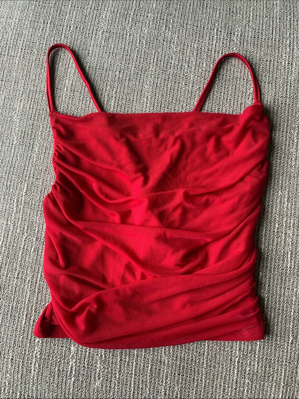 SHEIN Red Ruched Spaghetti Strap Cami